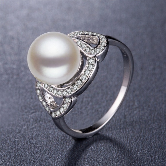 Huitan Jewelry - Gorgeous 925 Silver Ring Round Cut White Pearl New